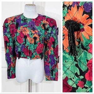 Quilted! Vintage Shannon Kramer quilted beaded tassel cropped jacket